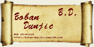 Boban Dunjić vizit kartica